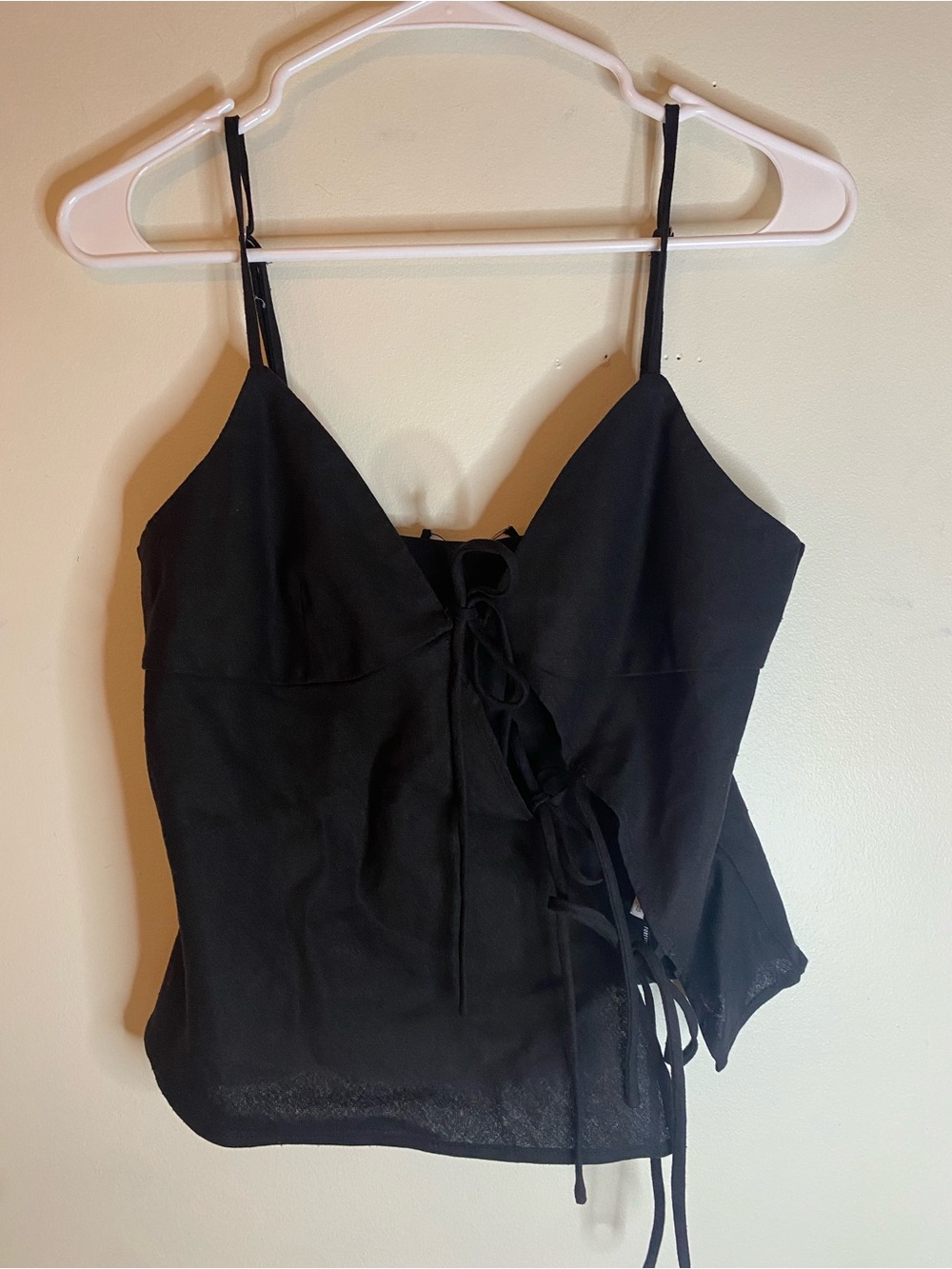 Forever 21 Black Lace-Up Spaghetti Strap Cami